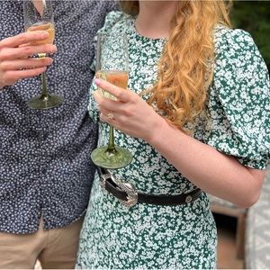 Forest green and white floral dress
